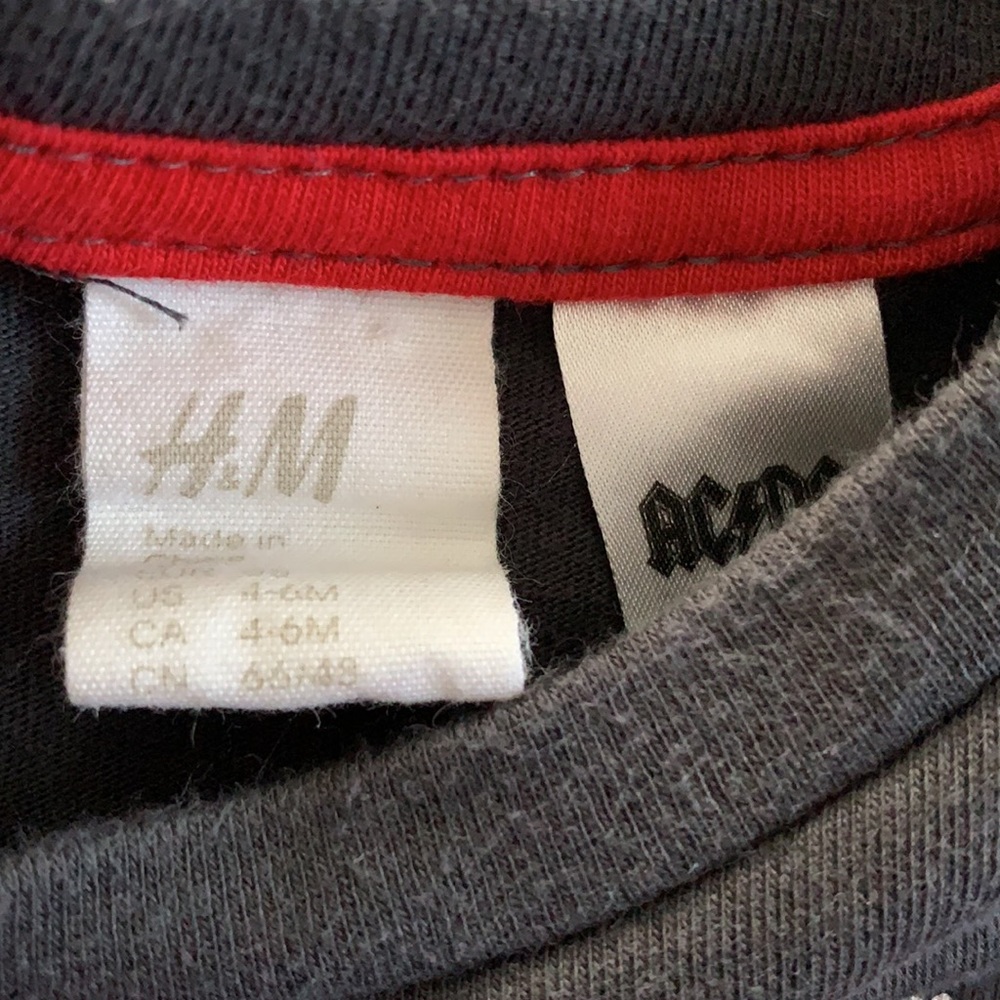 H&M Baby Boy AC/DC Top Shirt 4-6 mos. EUC Gray - Picture 5 of 7